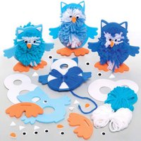 Schnee-Eulen Bastelsets mit Bommeln (pro Set 3) Bastelsets