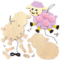 Holzpuppen-Bastelsets Flauschige Schäfchen (pro Set 3) Basteln mit Holz