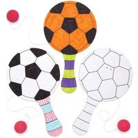5 x Paddleballschläger "Fußball" zum Ausmalen | Mitgebsel