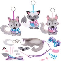 Schlüssel- & Taschenanhänger Polarfuchs und Wolf aus Holz (pro Set 3) Bastelsets