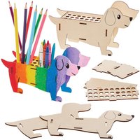 Wursthund-Holzbleistift-und-Buntstifthalter-Bausätze (pro Set 3) Basteln mit Holz