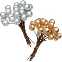 Künstliche Beeren in Gold und Silber (pro Set 100) Bastelmaterial