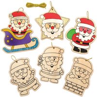 Lustiger Weihnachtsmann Holzdekorationen zum Ausmalen (pro Set 12) Bastelaktivitäten zu Weihnachten