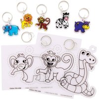 Dschungeltier-Schlüsselanhänger aus Schrumpfplastik (pro Set 8) Bastelsets