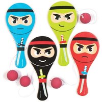 4 x Paddleballschläger "Ninjas" | Mitgebsel
