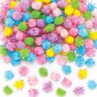 Selbstklebende Glitzer Pom Poms in Pastellfarben (pro Set 150) Bastelmaterial