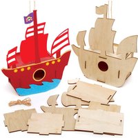 Piratenschiff Vogelhaus aus Holz (pro Set 2) Basteln mit Holz