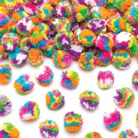Wollige Pompons in Regenbogenfarben (pro Set 80) Bastelmaterial