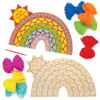 Garn-Bastelsets Regenbogen aus Holz (pro Set 4) Basteln mit Holz