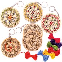 Schlüsselanhänger-Bastelsets Rangoli aus Holz mit Kreuzstich (pro Set 5) Flecht und Weben Bastelsets