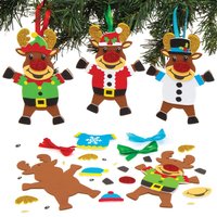 Weihnachtliches Mix & Match-Bastelset für Rentier-Deko-Anhänger (pro Set 6) Bastelaktivitäten zu Weihnachten