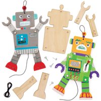 4 x Bastelsets Holzfiguren "Roboter", Basteln für Kinder