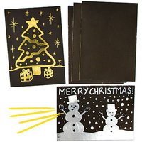 Kratzbild in Gold und Silber (pro Set 8) Bastelbedarf zu Weihnachten