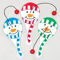 Mini Paddleballschläger Schneemann (pro Set 6) Weihnachtsspielzeug