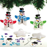 Weihnachtskugeln in Sternform Schneemann (pro Set 6) Bastelaktivitäten zu Weihnachten