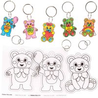 Schlüsselanhänger aus Schrumpfplastik Teddybär (pro Set 8) Bastelsets
