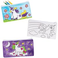 Stoff-Federmäppchen Einhorn zum Ausmalen (pro Set 4) Stoffmalerei