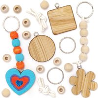 Holz Schlüsselanhänger- und Taschenschmuck-Bastelsets (pro Set 5) Basteln mit Holz