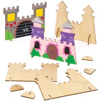 6 x Märchenschlösser aus Holz zum Aufstellen, Basteln für Kinder