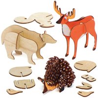 Waldtiere-Holzhandwerk Bastelsets (5 Stück) Basteln mit Holz