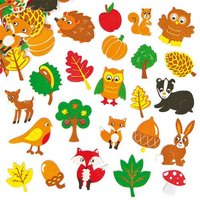 Moosgummi-Aufkleber Waldtiere (pro Set 100) Bastelbedarf Verzierung & Dekorationen
