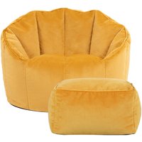 Beanbag Bazaar Enjoy 20% Discount on Icon Velvet Bean Bag Chair and Footstool in Ochre