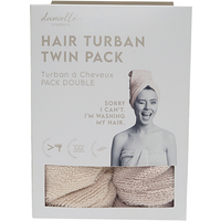 Danielle Turban Hair Towel 2 Pack - Grey & Cream