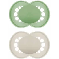 Mam Original Silicone Pacifier +6 Months Green/Beige 2 Units