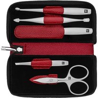 ZWILLING Beauty Reißverschluss-Etui, Rindleder, rot, 5-tlg.