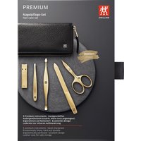 ZWILLING Beauty Reißverschluss-Etui, Rindleder, schwarz, 5-tlg.