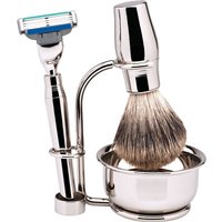 Erbe Shaving Shop Rasierset vierteilig, Hochglanz, Gillette Mach 3, mit Schale