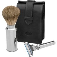 Erbe Collection Rasier-Set in Ledertasche 13 x 7 cm, schwarz, Gillette Mach 3
