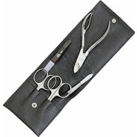 Erbe Collection fünfteiliges Manicure Set im Lederetui schwarz, 13,5 x 5,5 cm