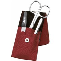 Erbe Collection dreiteiliges Manicure Set im Lederetui, rot 10,5 x 5,0 cm