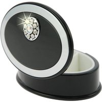 Fantasia Pillendose schwarz, Swarovski Elements und Einteilung 7 x 5 cm