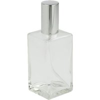 Fantasia Klarglas-Flasche, eckig, mit Zerstäuberpumpe + Kappe silber für 100 ml