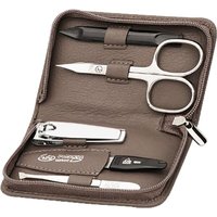 Erbe Collection fünfteiliges Manicure Set im Leder-Reißverschluss-Etui grün