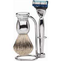 Erbe Shaving Shop Premium Design MILANO Rasiergarnitur Silberspitz & Fusion Metall glänzend
