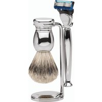 Erbe Shaving Shop Premium Design MILANO Silberspitz & Fusion Metall glänzend Rasiergarnitur