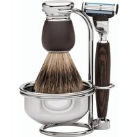Erbe Shaving Shop Premium Design MILANO Rasiergarnitur mit Seifenschale Dachshaar & Mach3 Wengeholz