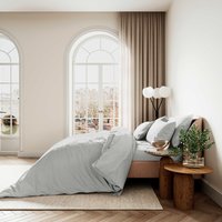 Bedeck of Belfast Fine Linens Bedeck of Belfast Fine Linens 400 Thread Count Sateen Plain Dye Double Duvet Cover SET, Silver listed by Bedeck Home