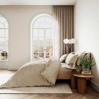 Bedeck of Belfast Fine Linens 400 Thread Count Sateen Plain Dye Double Duvet Cover SET, Soft Gold