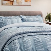 Bedeck of Belfast Bedeck of Belfast Woven Waffle Stripe Kingsize Duvet Cover SET, Blue listed by Bedeck Home
