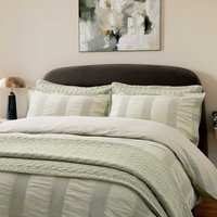 Bedeck of Belfast Bedeck of Belfast Woven Waffle Stripe Double Duvet Cover SET, Sage Green listed by Bedeck Home