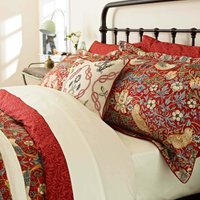 Morris & Co Morris & Co Strawberry Thief Double Duvet Cover Set, Crimson listed by Bedeck Home