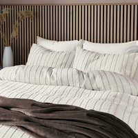 Helena Springfield Calico & Chalk Waffle Stripe Super Kingsize Duvet Cover SET, Chocolate