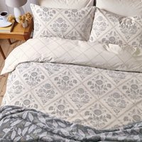 Helena Springfield Harvest Moon Helena Springfield Harvest Moon Folk Trellis Single Duvet Cover SET, Charcoal & Linen listed by Bedeck Home
