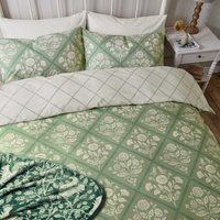 Helena Springfield Harvest Moon Helena Springfield Harvest Moon Folk Trellis Super Kingsize Duvet Cover SET, Sage listed by Bedeck Home