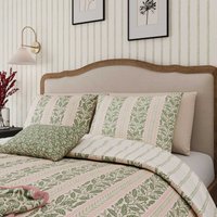 Helena Springfield Harvest Moon Helena Springfield Harvest Moon Oak Stripe Single Duvet Cover SET, Green/Pink listed by Bedeck Home