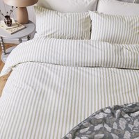 Helena Springfield Harvest Moon Helena Springfield Harvest Moon Ticking Stripe Single Duvet Cover SET, Linen & Grey listed by Bedeck Home